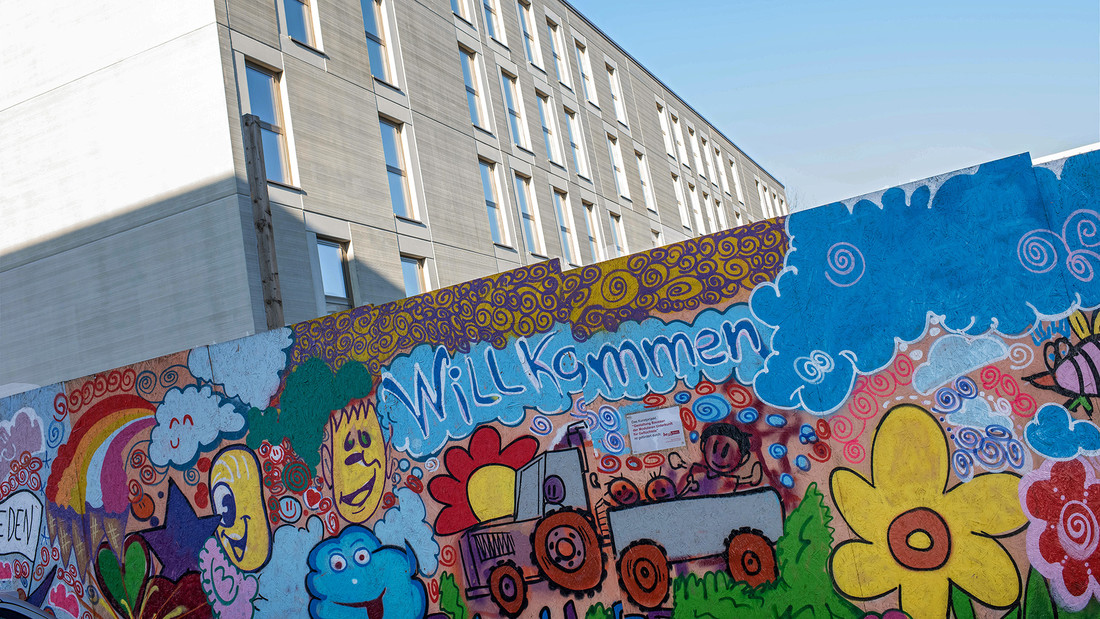 Flüchtlingsunterkunft in modularer Bauweise im Berliner Bezirk Marzahn-Hellersdorf